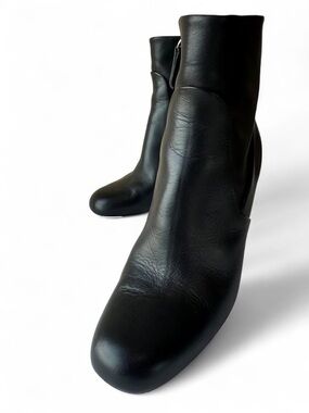 IRO Paris Black Leather Curved Panel Ankle Boots (Model AF343)